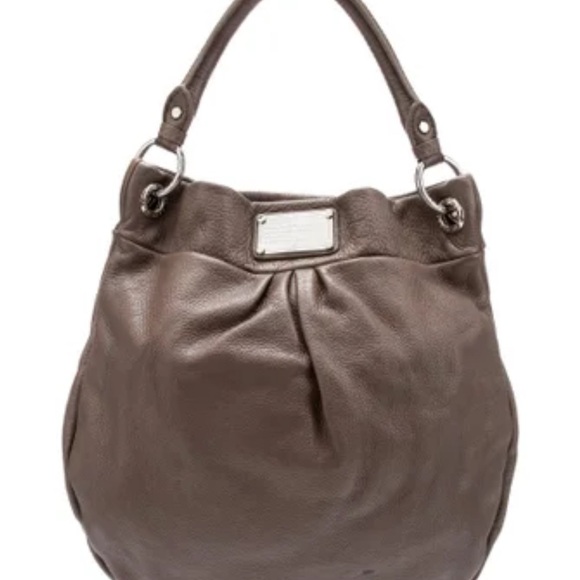 MARC JACOBS MARC GRAY LEATHER CLASSIC Q HILLIER HOBO BAG - Picture 2 of 15